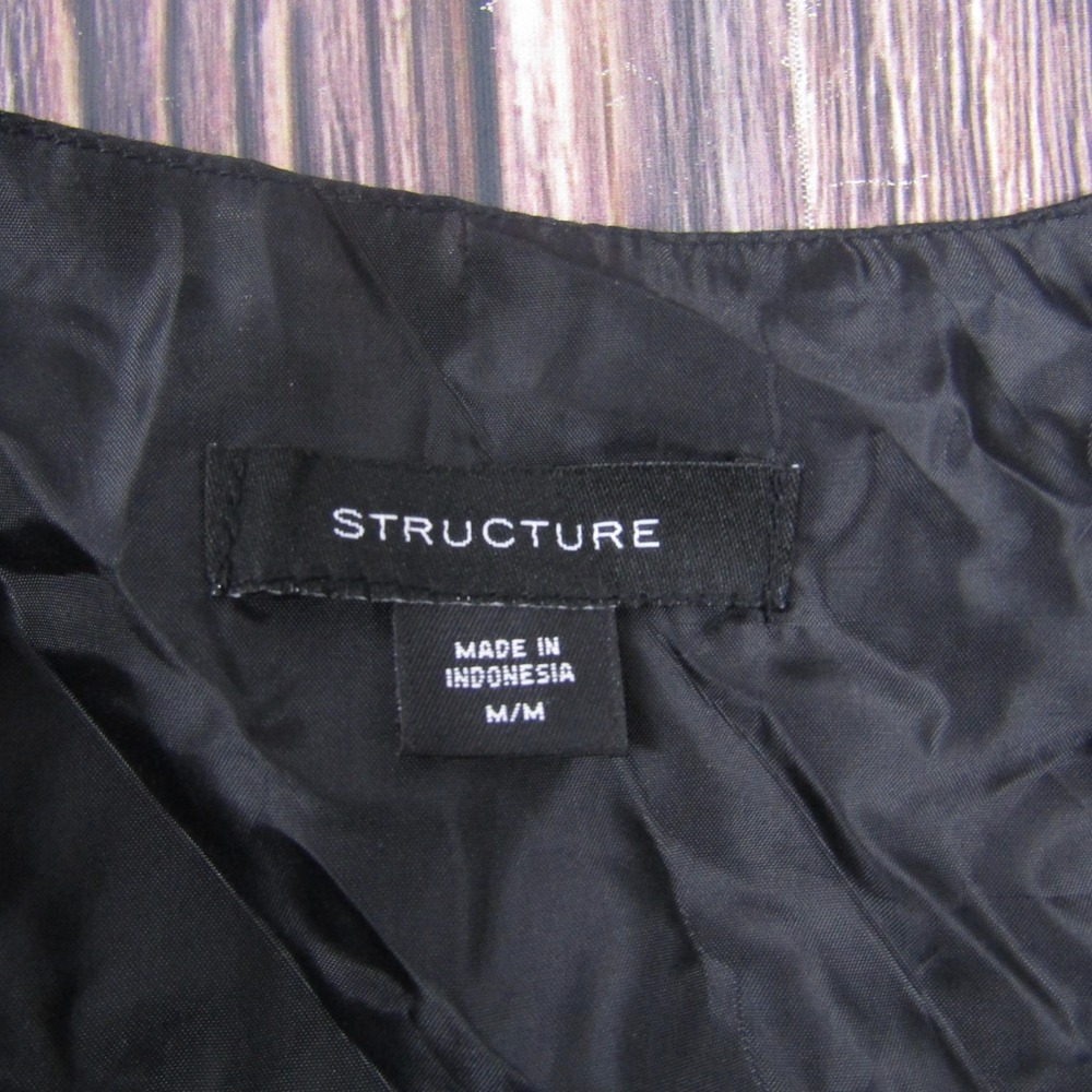 Suit Vest Structure Mens M Black Solid Cotton Polyester 2 Piece Belted Formal - Picture 2 of 6